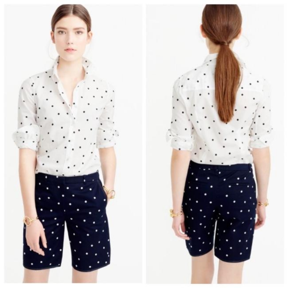 J Crew Navy and White Polka Dot Shorts